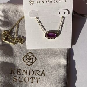 💜Kendra Scott Elisa Gold plated Purple Short Necklace Pendant new✨